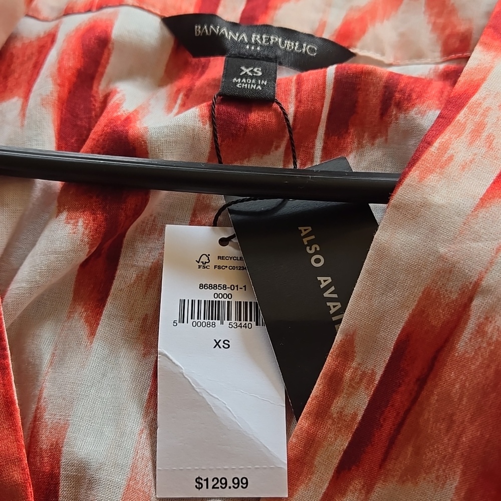 Banana Republic Red and Cream Printed  Tiered Dress - Picture 10 of 10